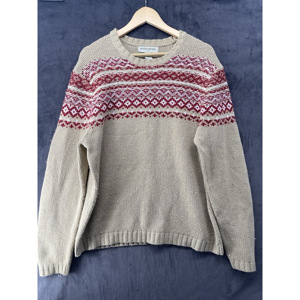 Vintage Banana Republic Men's Fair Isle Wool Blend Sweater L